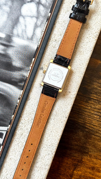 Renoma Paris Vintage Tank Watch 1980s - Brushed Gold Plated