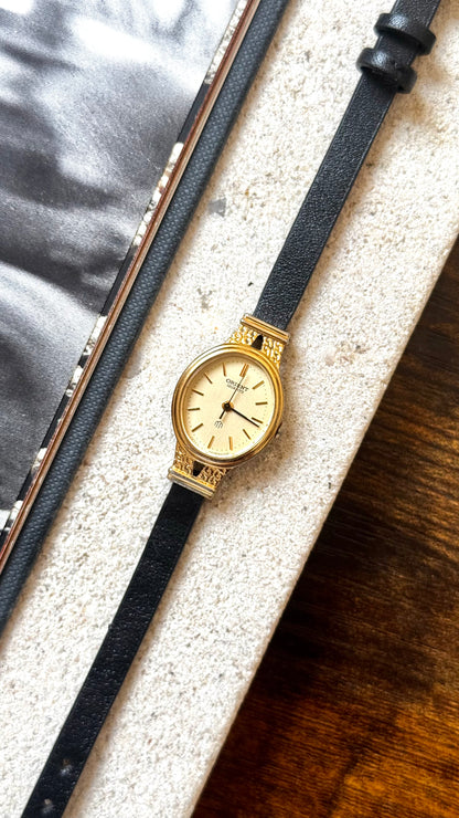 ORIENT Vintage Watch 1980s - Oval face, gold plated