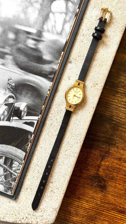 ORIENT Vintage Watch 1980s - Oval face, gold plated