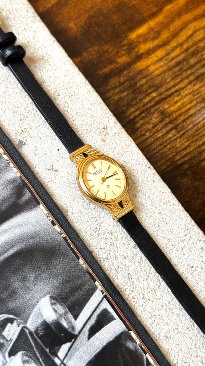 ORIENT Vintage Watch 1980s - Oval face, gold plated