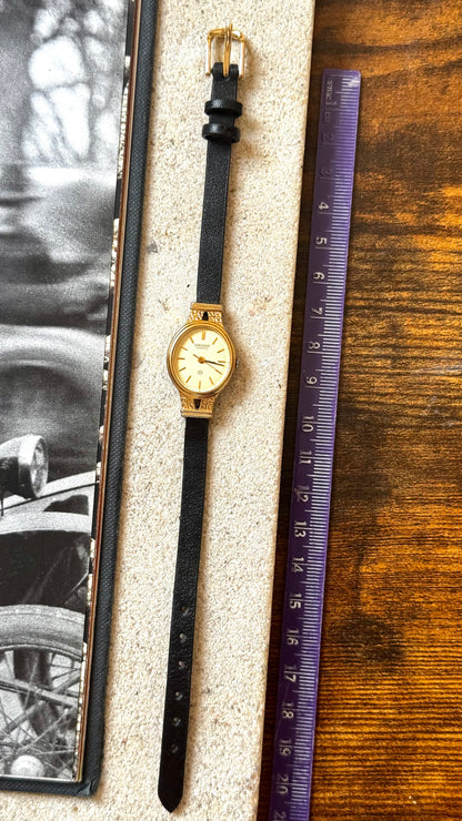 ORIENT Vintage Watch 1980s - Oval face, gold plated