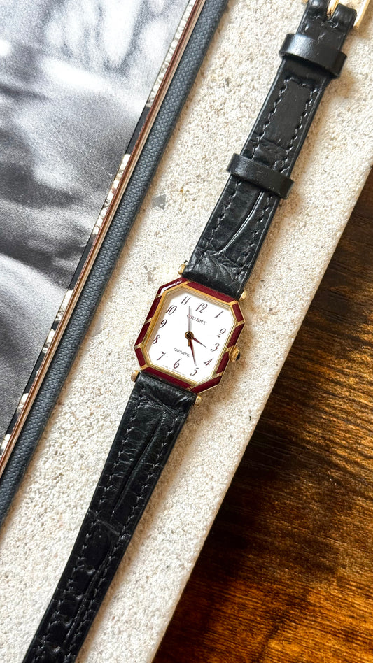 ORIENT Vintage Watch 1980s - Gold plated, enameled case