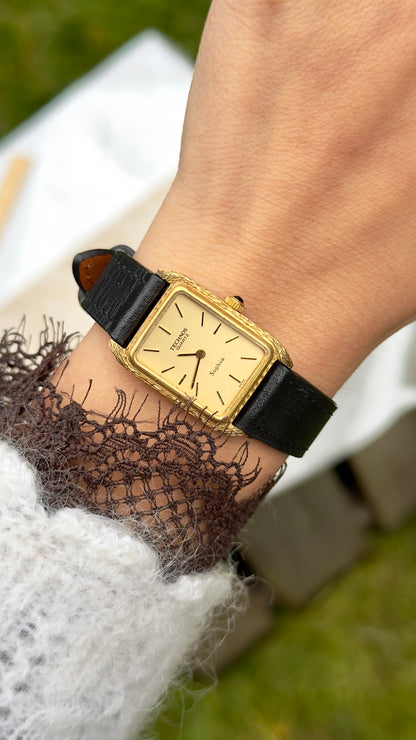 Technos Sophia Vintage Mini Tank Watch 1980s - Gold plated