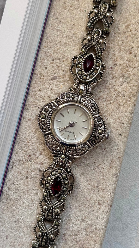 Avon vintage watch - silver with marcasite