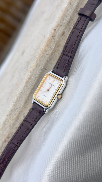 ORIENT Sonofork Vintage Mini Tank Watch 1980s - Palladium & Gold Plated