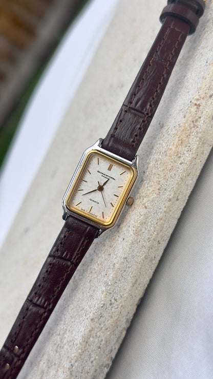 ORIENT Sonofork Vintage Mini Tank Watch 1980s - Palladium & Gold Plated