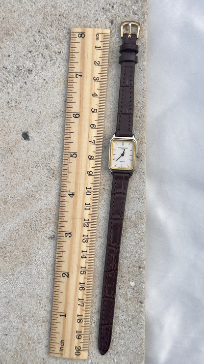 ORIENT Sonofork Vintage Mini Tank Watch 1980s - Palladium & Gold Plated