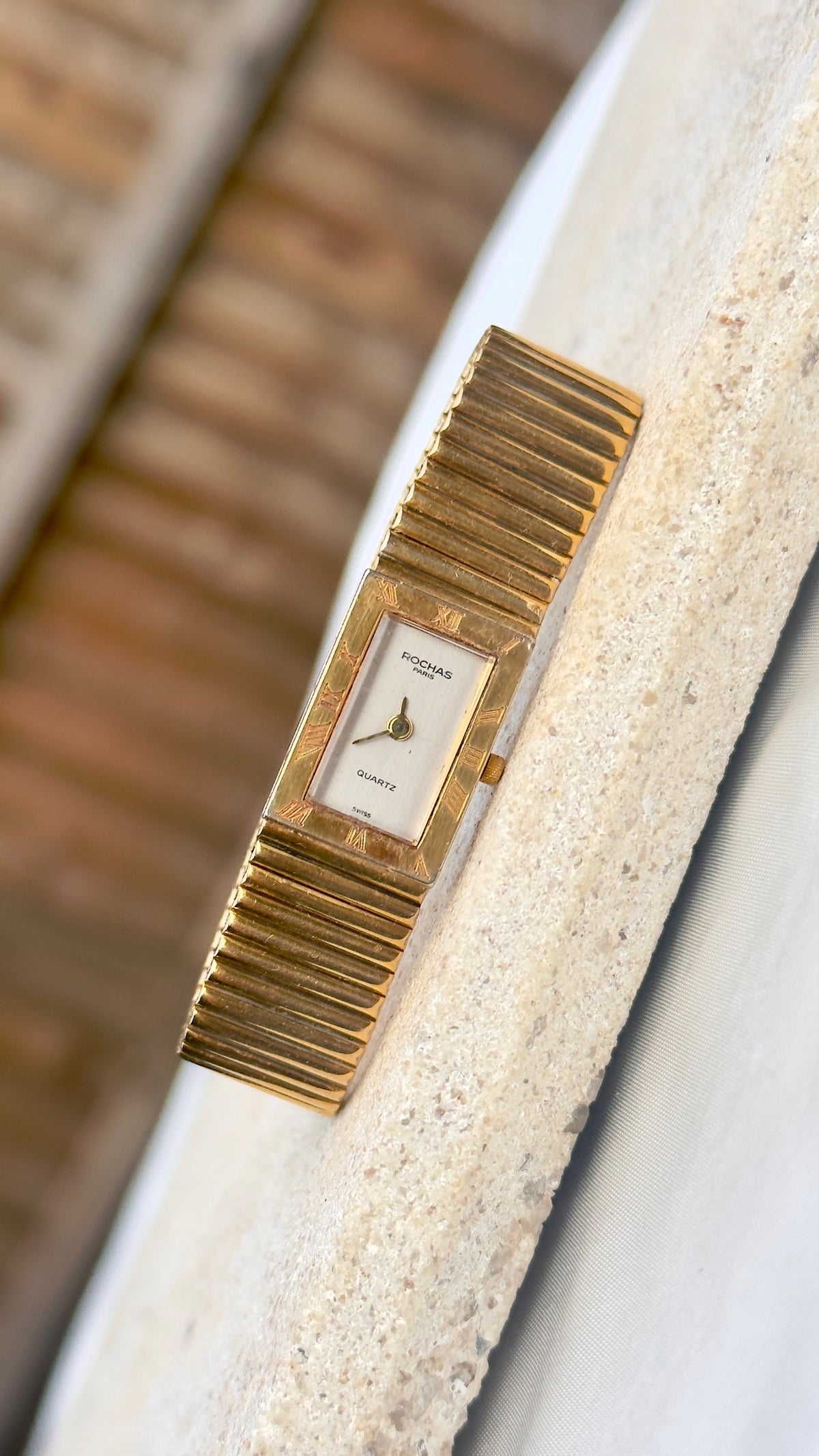 Rochas Paris Vintage Tank Watch - 18k Gold Plated