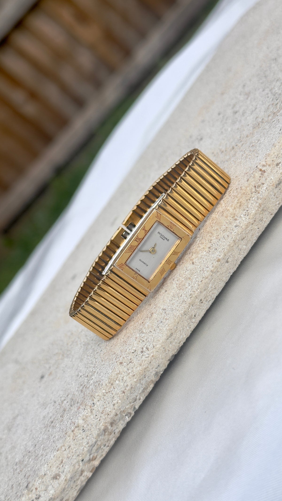 Rochas Paris Vintage Tank Watch - 18k Gold Plated