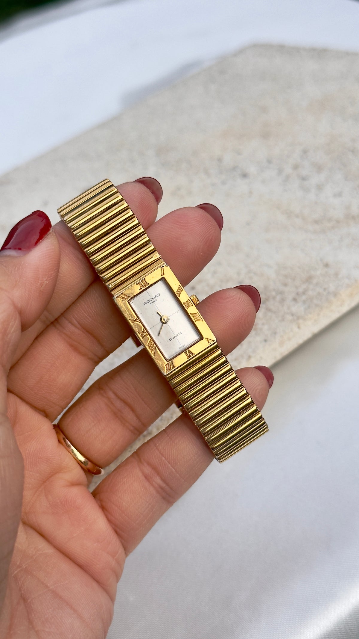 Rochas Paris Vintage Tank Watch - 18k Gold Plated
