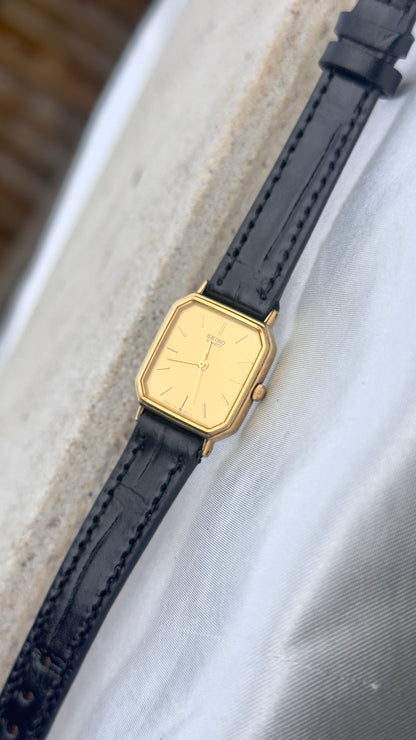 Vintage Seiko Women's Watch 1997 - Champagne Dial, Gold Plated, Handmade Genuine Leather
