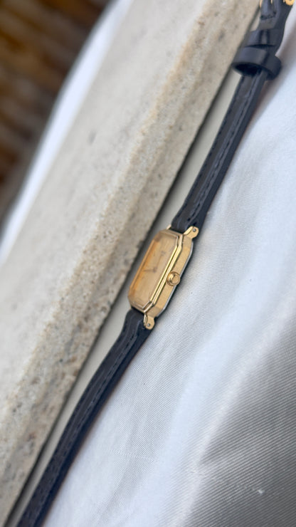 Vintage Seiko Women's Watch 1997 - Champagne Dial, Gold Plated, Handmade Genuine Leather
