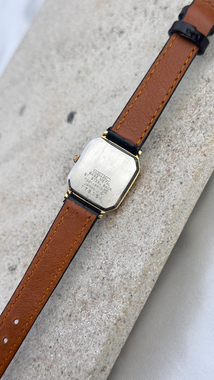 Vintage Seiko Women's Watch 1997 - Champagne Dial, Gold Plated, Handmade Genuine Leather