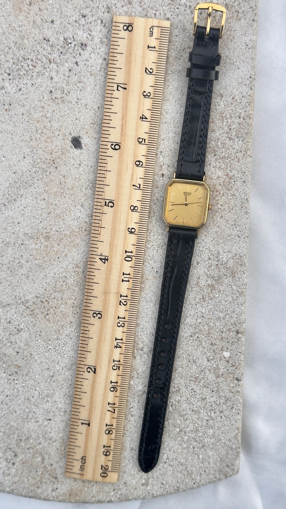 Vintage Seiko Women's Watch 1997 - Champagne Dial, Gold Plated, Handmade Genuine Leather