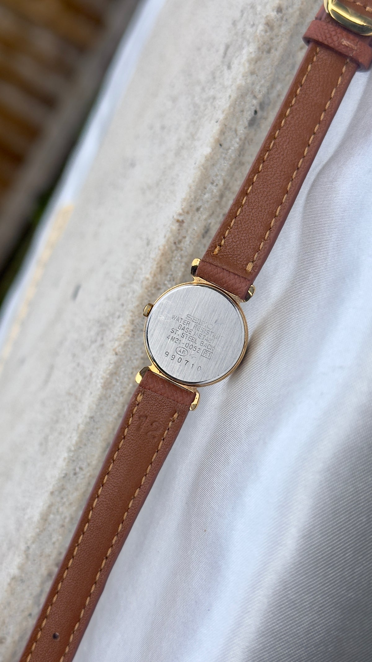 Vintage Seiko Women's Watch 1999 - Gold Plated, Handmade Genuine Leather