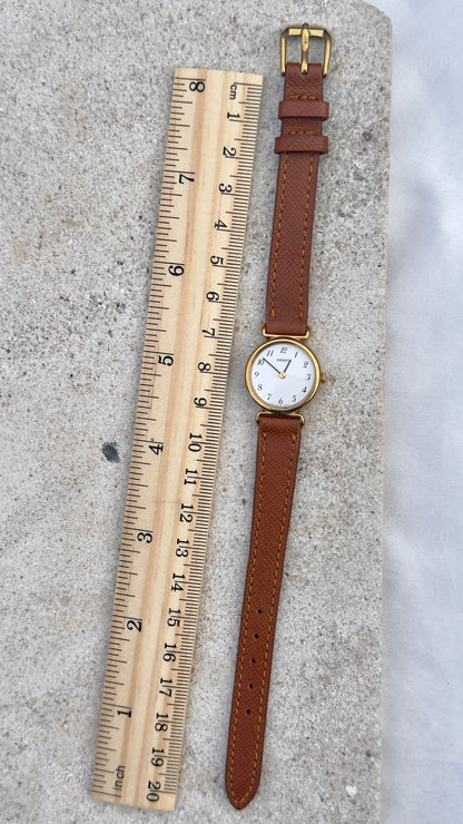 Vintage Seiko Women's Watch 1999 - Gold Plated, Handmade Genuine Leather