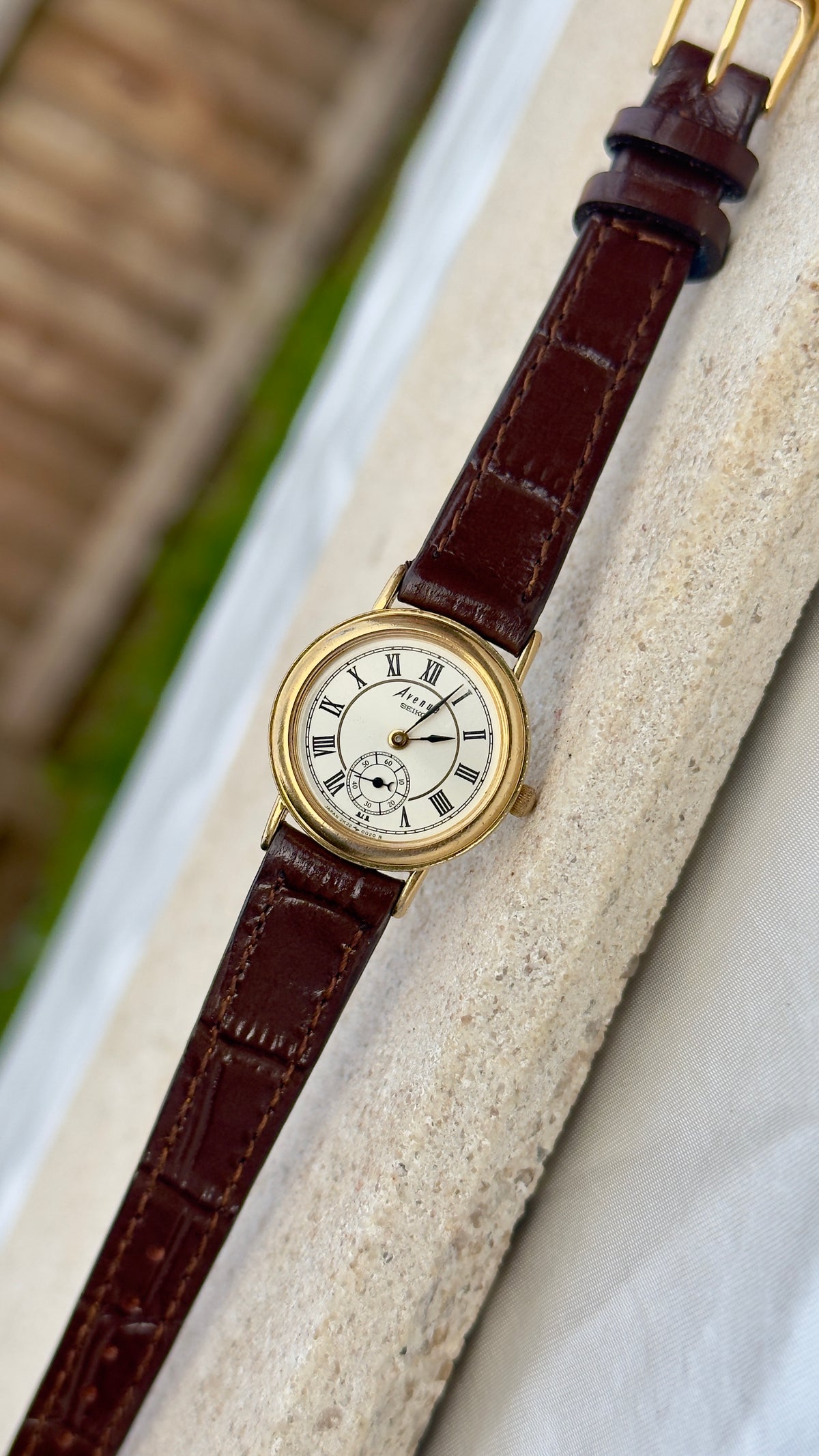 Vintage Seiko Avenue Sub second 1998 Watch - Gold Plated Case, Genuine Leather