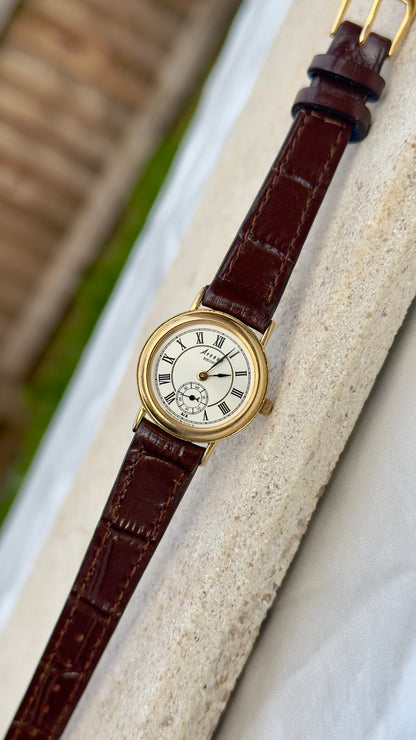 Vintage Seiko Avenue Sub second 1998 Watch - Gold Plated Case, Genuine Leather