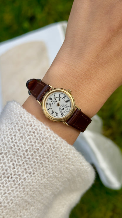 Vintage Seiko Avenue Sub second 1998 Watch - Gold Plated Case, Genuine Leather