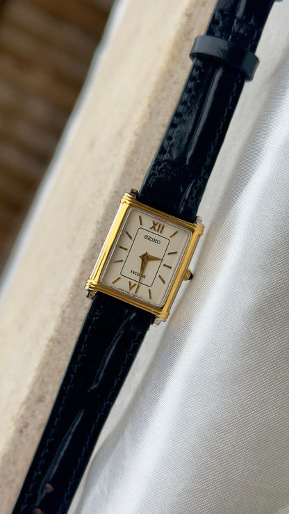 Vintage Seiko Exceline Women's Tank Watch 1996 - Gold Plated