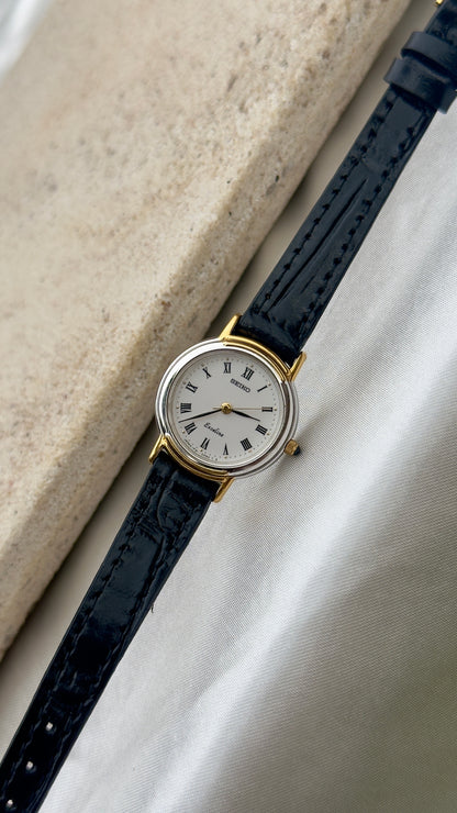 Vintage Seiko Exceline Women's Watch 1990 - Gold Plated, Handmade Genuine Leather