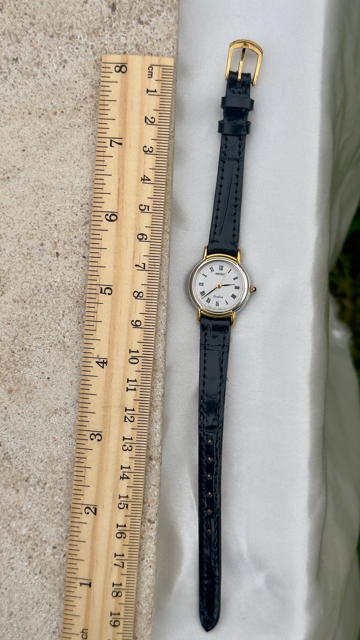 Vintage Seiko Exceline Women's Watch 1990 - Gold Plated, Handmade Genuine Leather
