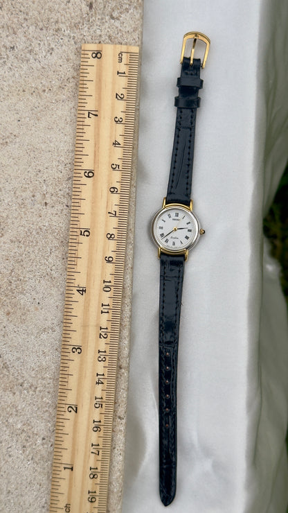 Vintage Seiko Exceline Women's Watch 1990 - Gold Plated, Handmade Genuine Leather