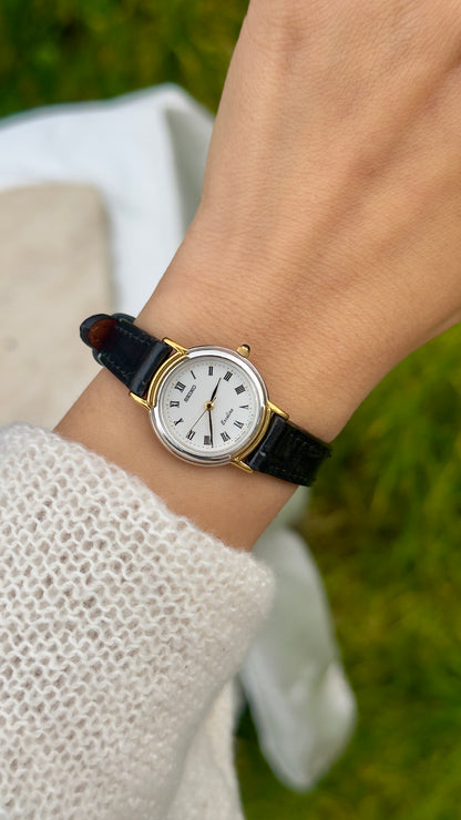 Vintage Seiko Exceline Women's Watch 1990 - Gold Plated, Handmade Genuine Leather