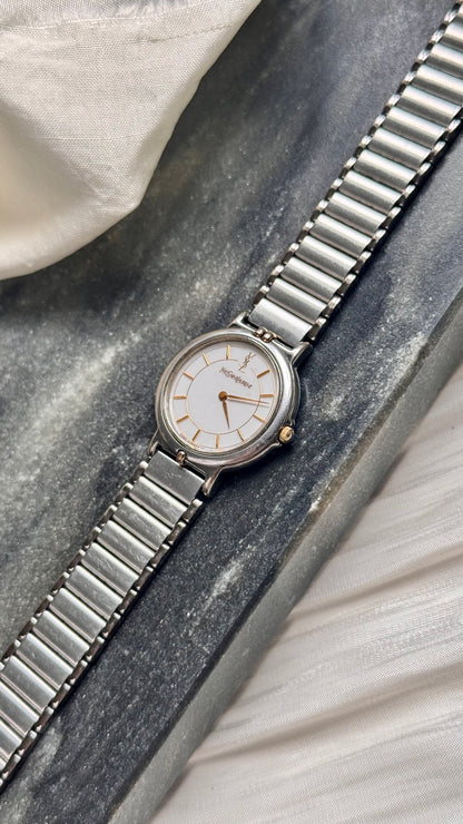 Yves Saint Laurent vintage watch (YSL) 1990s - 2 in 1 watch, original metal bracelet with bespoke genuine leather