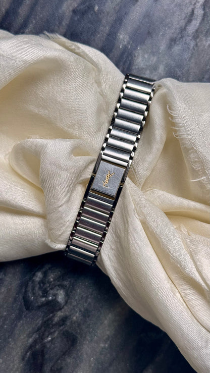 Yves Saint Laurent vintage watch (YSL) 1990s - 2 in 1 watch, original metal bracelet with bespoke genuine leather