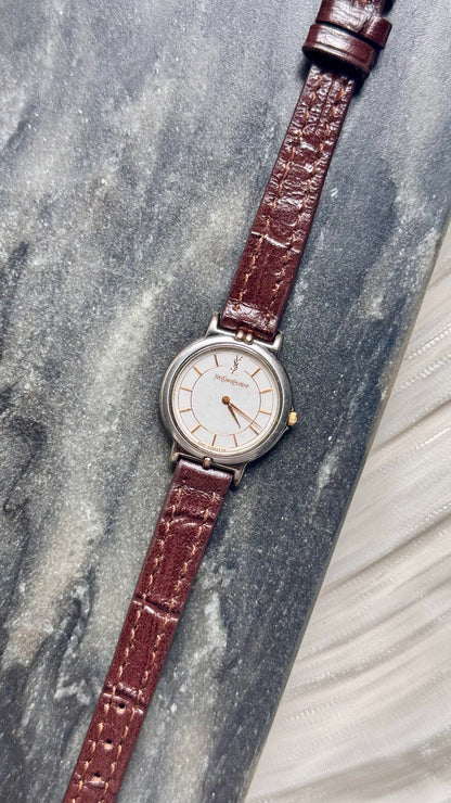 Yves Saint Laurent vintage watch (YSL) 1990s - 2 in 1 watch, original metal bracelet with bespoke genuine leather