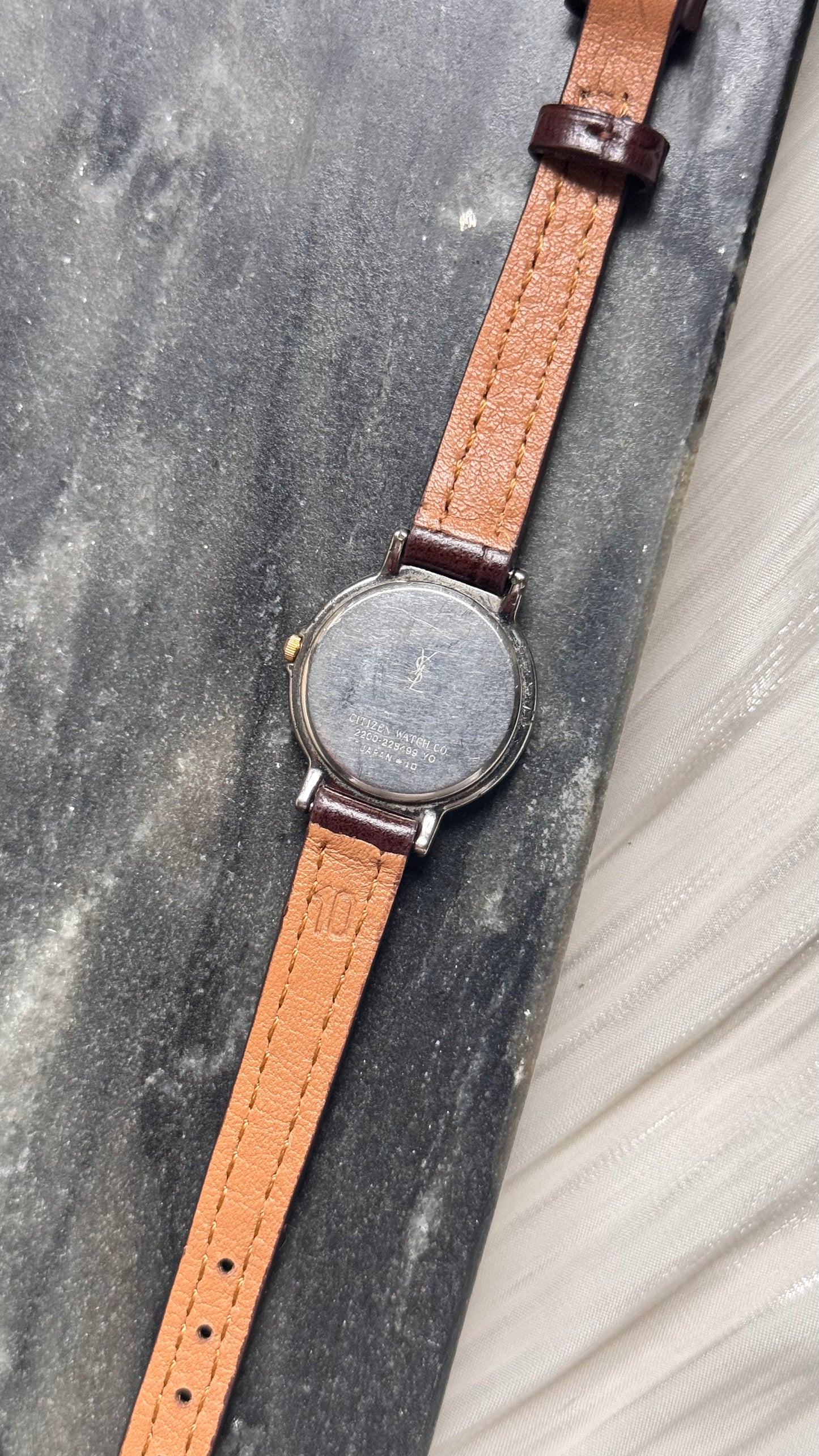Yves Saint Laurent vintage watch (YSL) 1990s - 2 in 1 watch, original metal bracelet with bespoke genuine leather