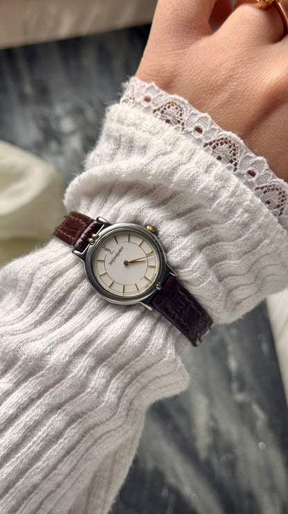 Yves Saint Laurent vintage watch (YSL) 1990s - 2 in 1 watch, original metal bracelet with bespoke genuine leather