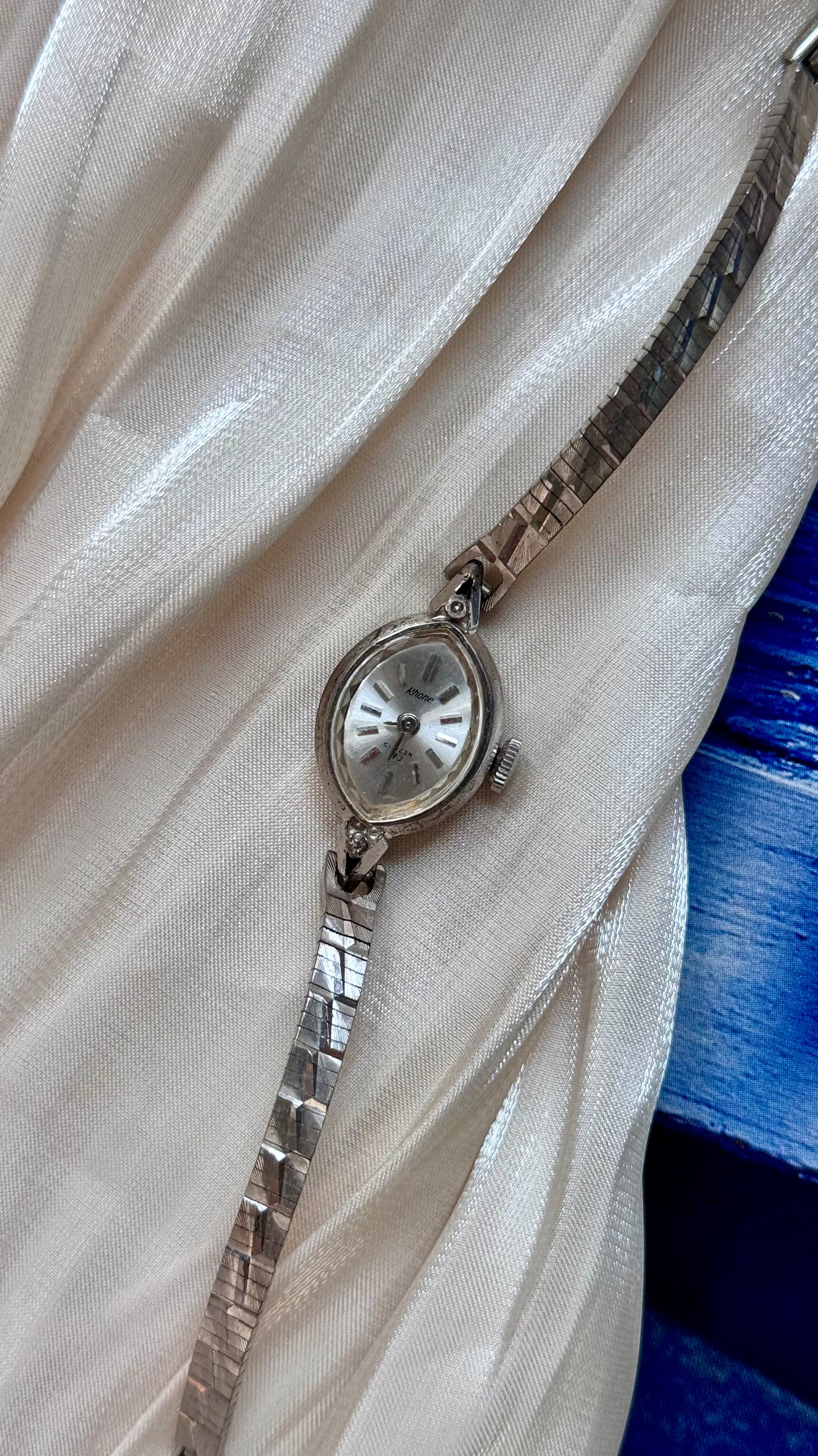 1960s Citizen Krone Manual Wind Watch, White Gold Plated