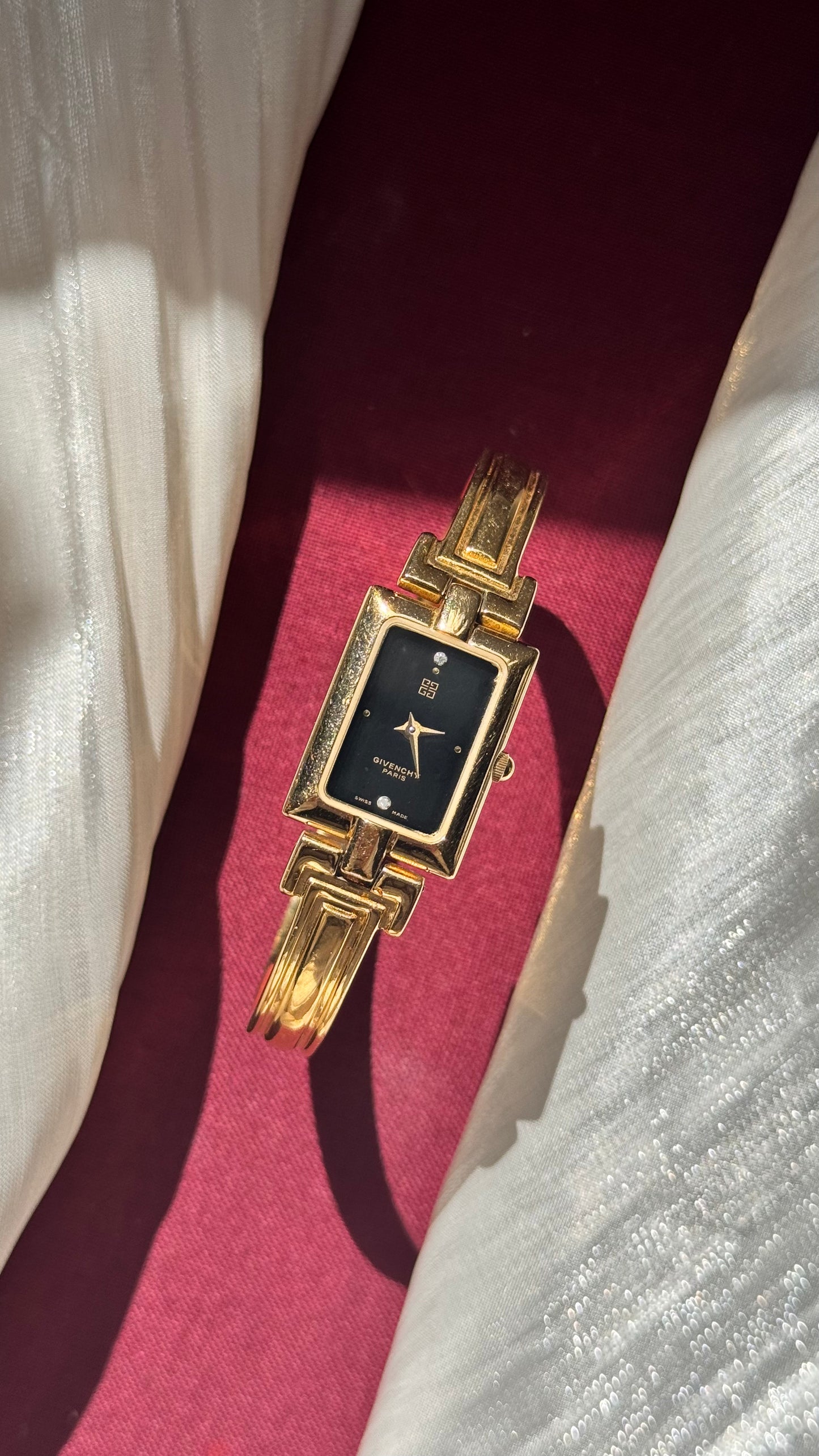 Vintage Givenchy Bangle Watch 1990s - Gold Plated