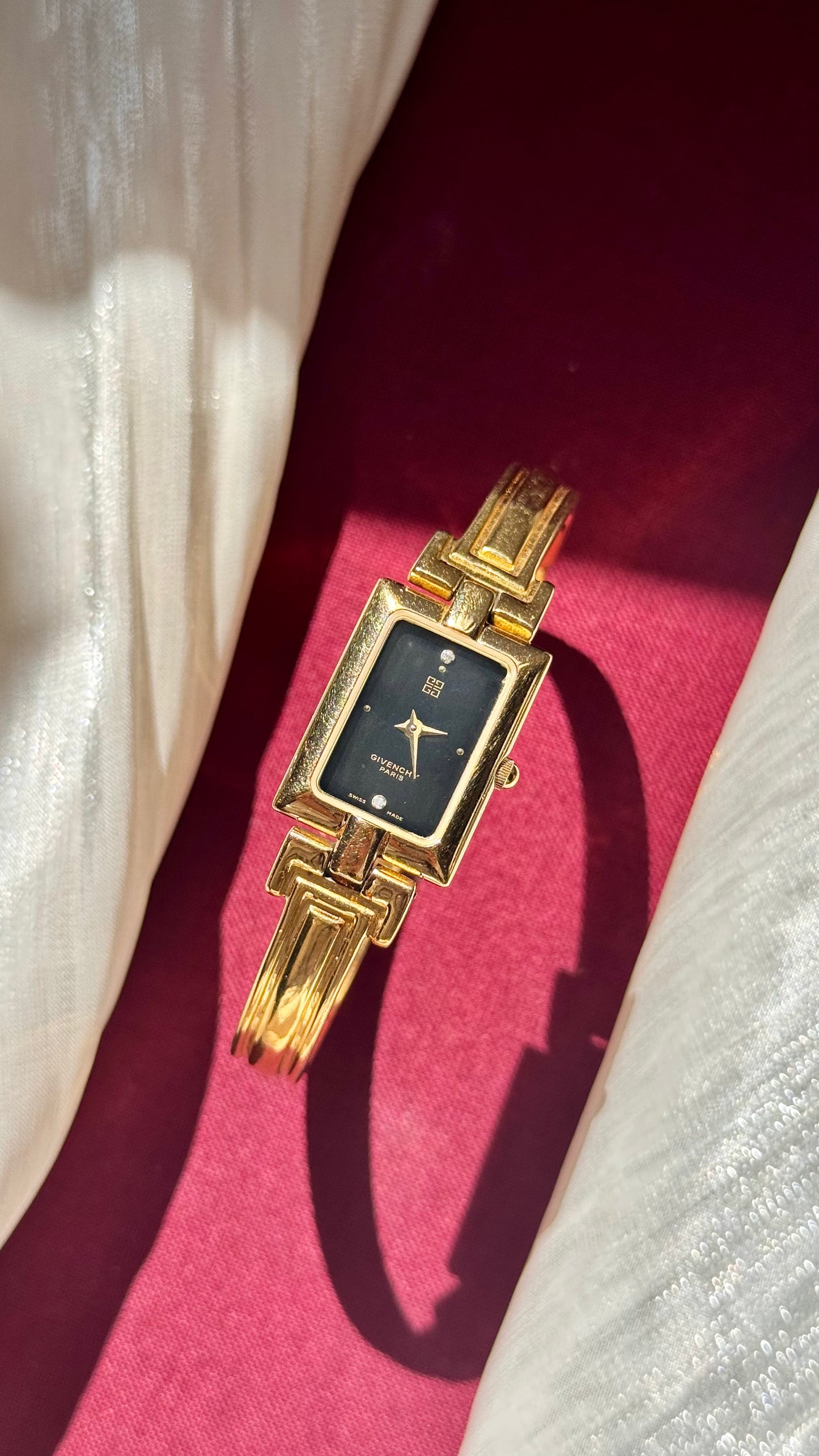 Vintage Givenchy Bangle Watch 1990s - Gold Plated