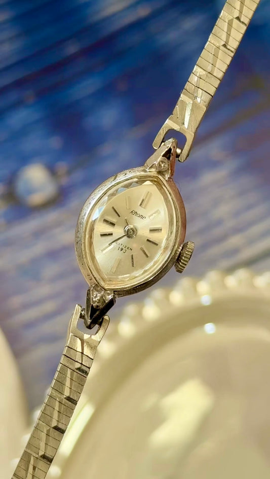 1960s Citizen Krone Manual Wind Watch, White Gold Plated