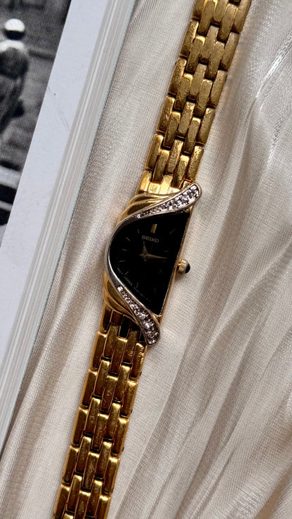 Seiko 1996 Half Moon Ladies' Watch - Gold-Plated, Diamonds