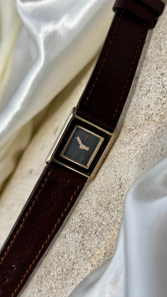 Yves Saint Laurent vintage tank watch (YSL) 1980s - Bespoke genuine leather