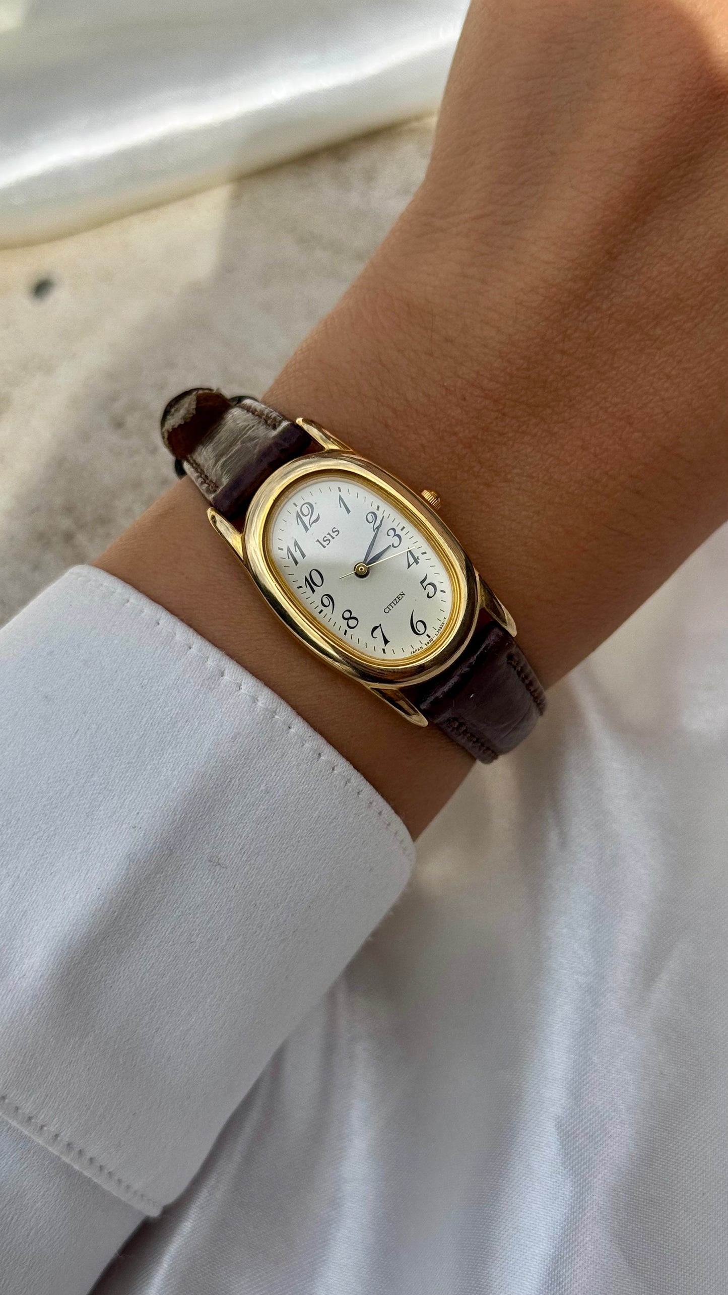 Citizen Baignoire Vintage Watch 1997 - Original leather and buckle, gold plated
