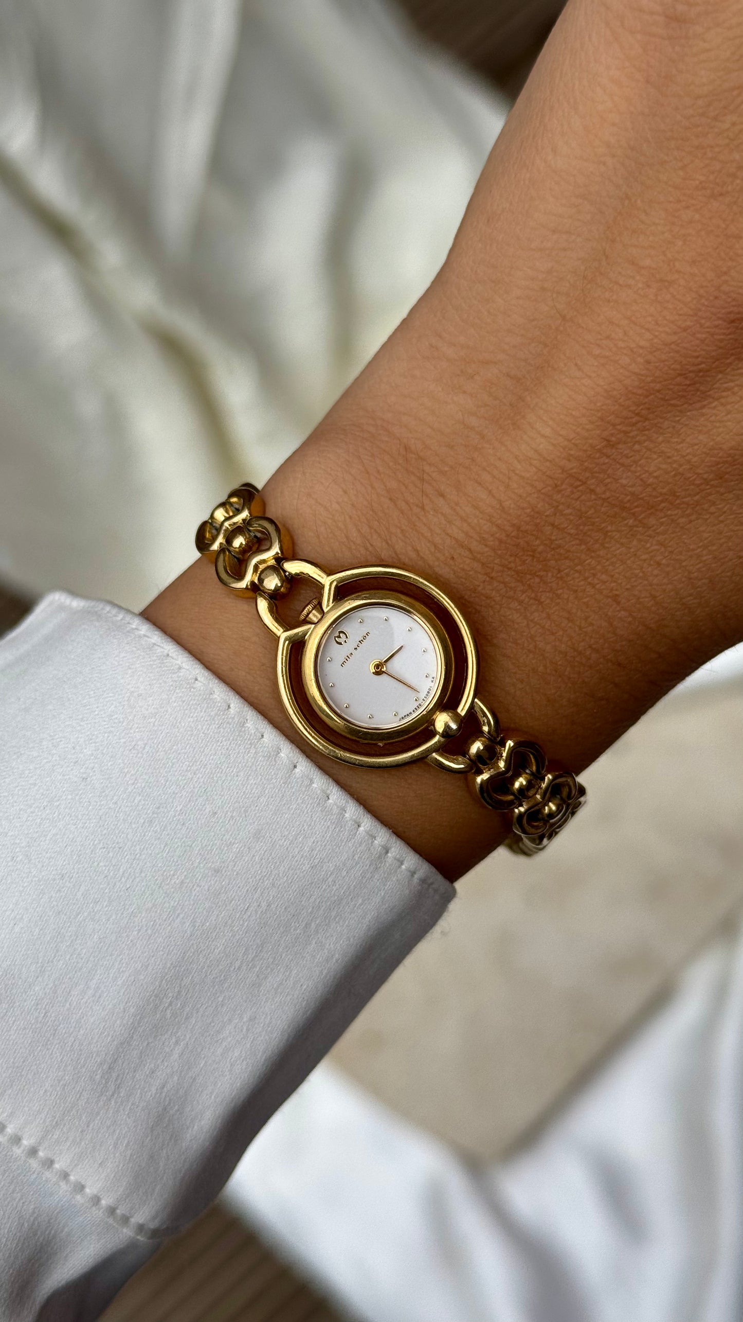 Mila Schön Vintage Watch - Gold plated, dainty bracelet with slim case, mint condition