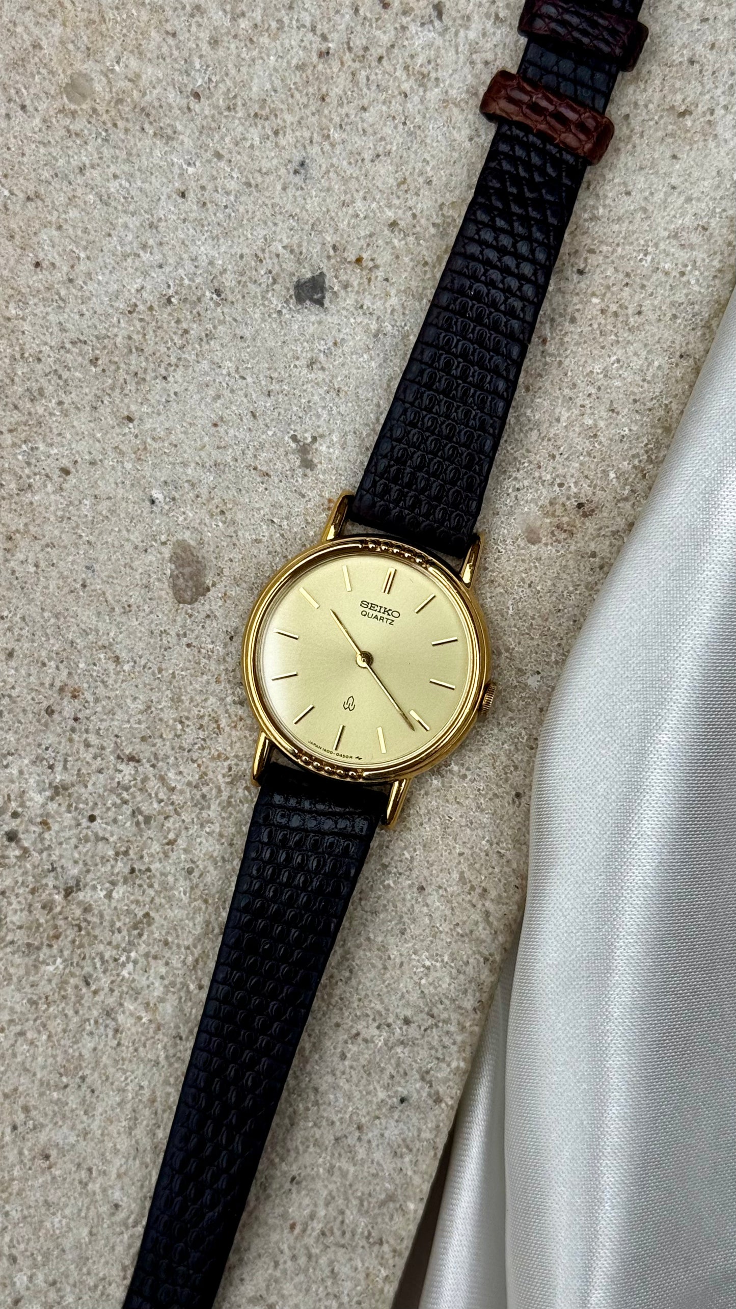 Seiko Vintage Watch 1980 - Gold Plated, Original leather