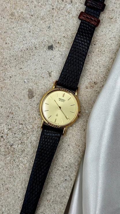 Seiko Vintage Watch 1980 - Gold Plated, Original leather