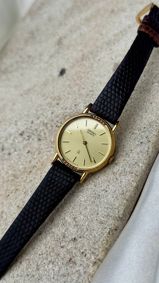 Seiko Vintage Watch 1980 - Gold Plated, Original leather