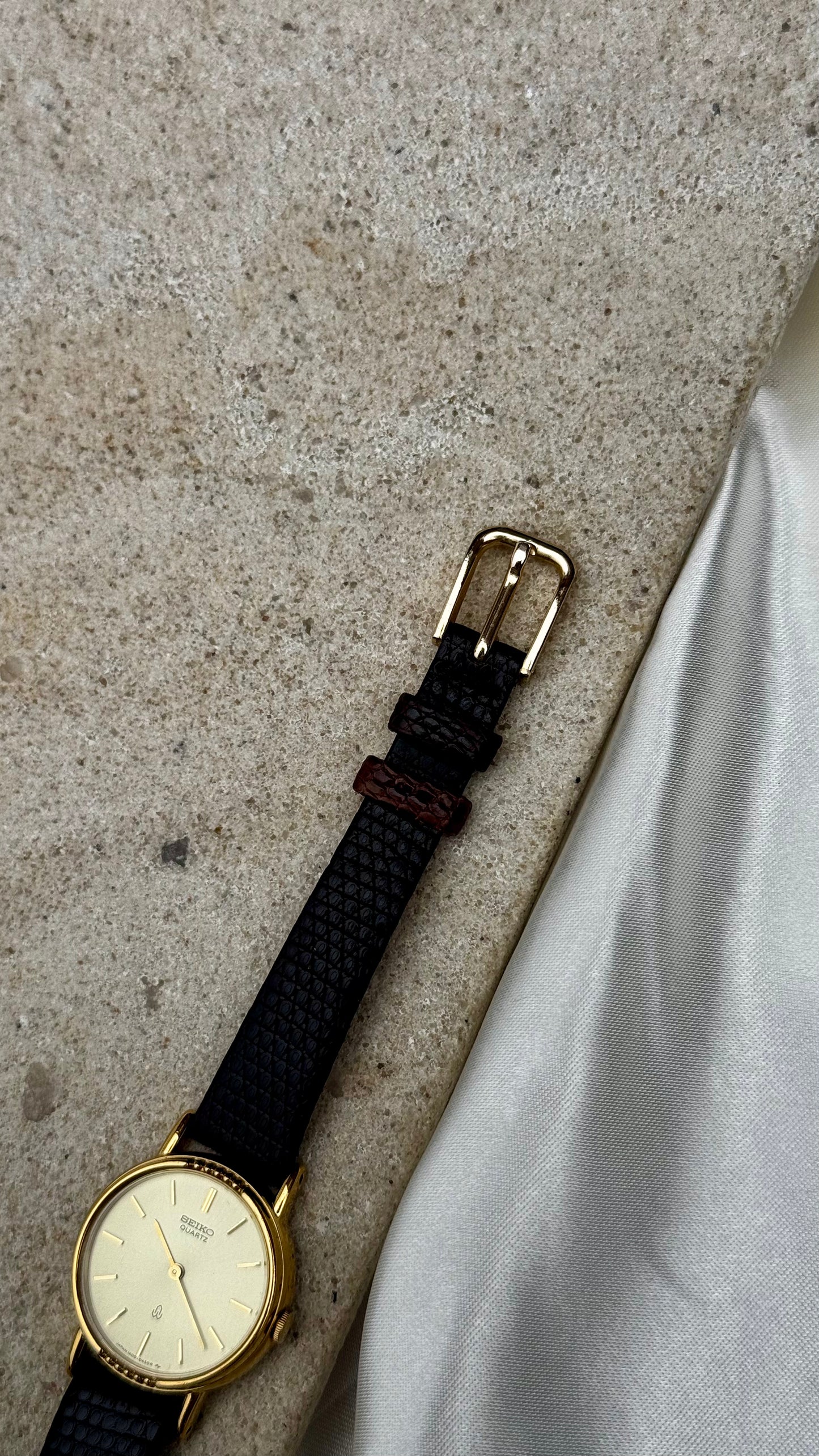 Seiko Vintage Watch 1980 - Gold Plated, Original leather