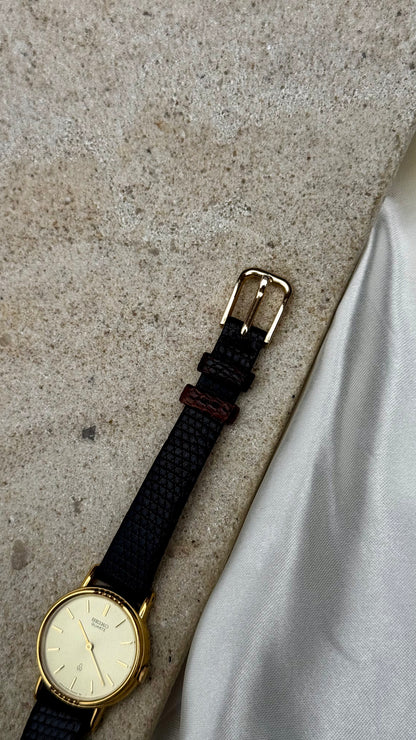 Seiko Vintage Watch 1980 - Gold Plated, Original leather