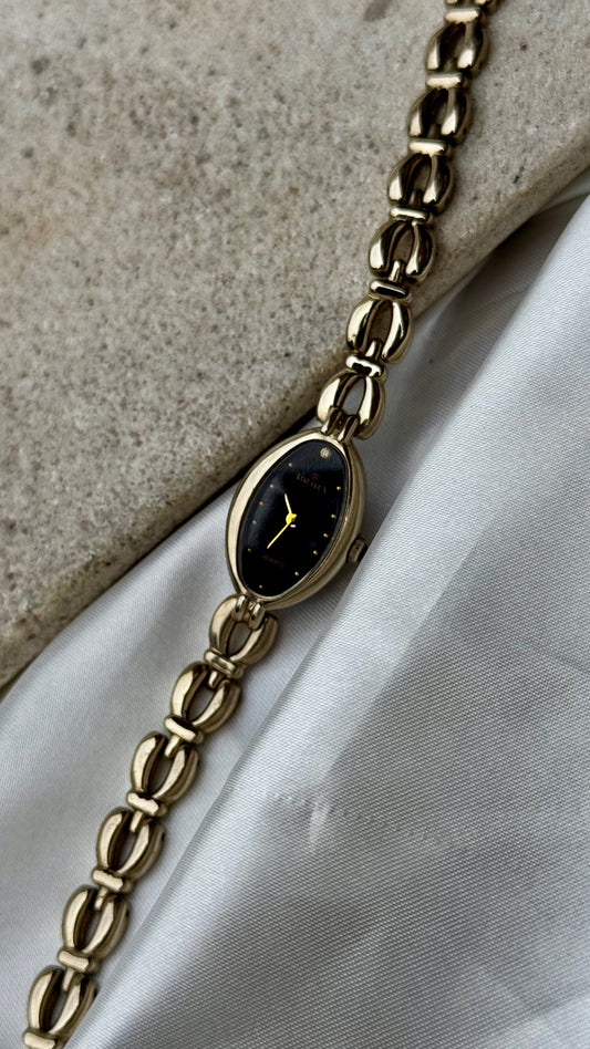 Lozalux Vintage Watch 1990s - Oval Black Dial