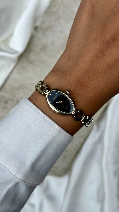 Lozalux Vintage Watch 1990s - Oval Black Dial