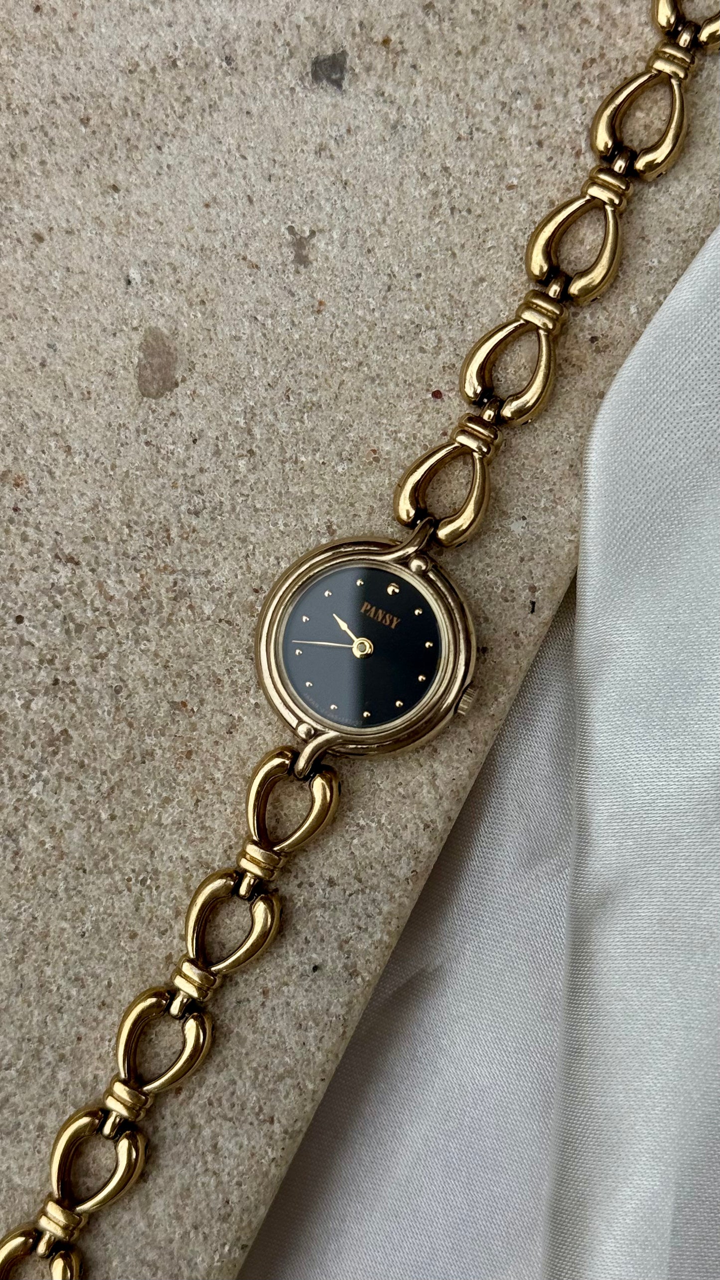 Ricoh Pansy Vintage Watch 1992 - Black Dial, Gold Plated