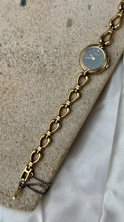 Ricoh Pansy Vintage Watch 1992 - Black Dial, Gold Plated